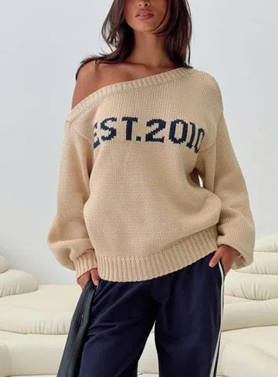 Princess Polly Jadynn Off Shoulder Knit Sweater In Cream