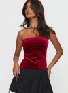 Princess Polly Janece Strapless Velvet Top In Red