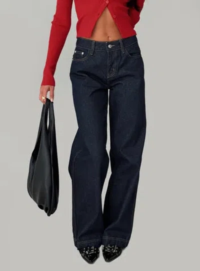 Princess Polly Jankins Baggy Jeans In Dark Blue Wash