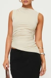 Princess Polly Jassie Ruched Aymmetric Tank In Beige