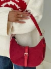 Princess Polly Jaxton Buckle Faux Suede Shoulder Bag In Red