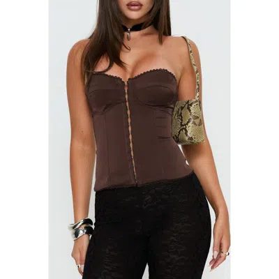Princess Polly Jazzy Bustier Strapless Corset Top In Brown
