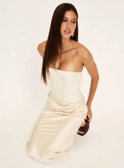 Princess Polly Jenevieve Strapless Drape Maxi Dress In Yellow