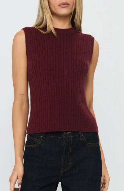 Princess Polly Jessabell Rib Sleeveless Sweater In Burgundy