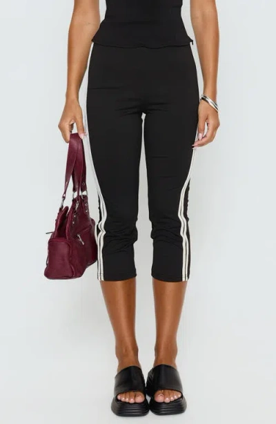 Princess Polly Jobey Stripe Capri Pants In Black