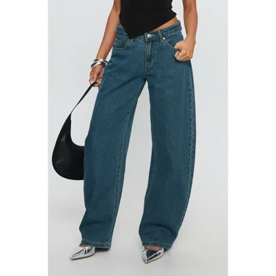 Princess Polly Juda Mid Rise Barrel Leg Jeans In Blue