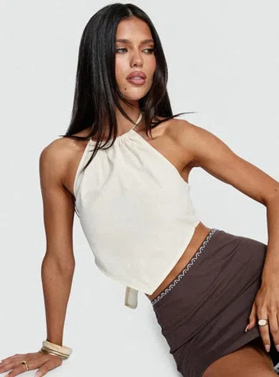 Princess Polly Just Imagine Tie Back Top In Beige