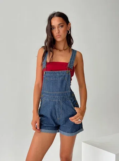 Princess Polly Kacey Overalls In Mid Blue Pinstripe