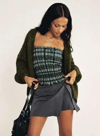 Princess Polly Karki Low Waist Mini Skort In Charcoal