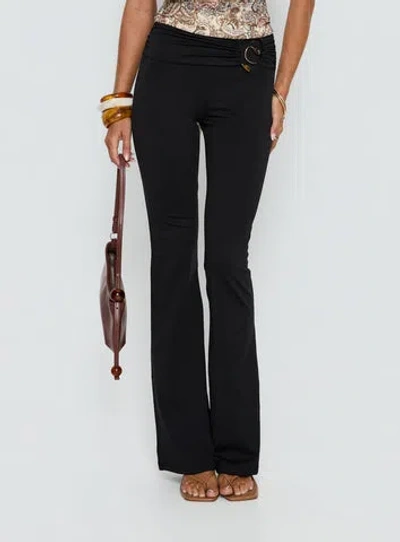 Princess Polly Kataliah Foldover Flare Pants In Black