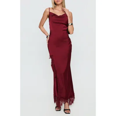 Princess Polly Katalyna Cowl Neck Lace Maxi Dress In Burgundy