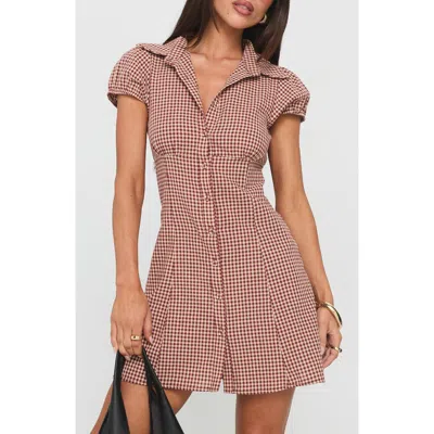 Princess Polly Kavira Gingham Cotton Mini Shirtdress In Pink