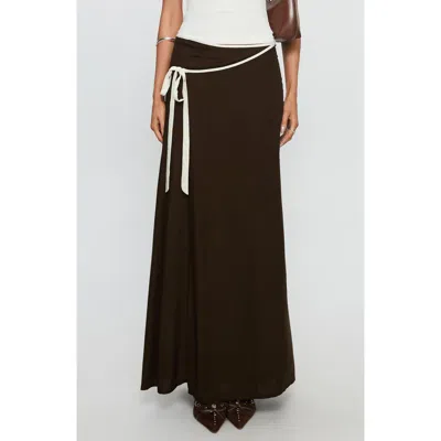 Princess Polly Keirah Contrast Binding Wrap Maxi Skirt In Burgundy