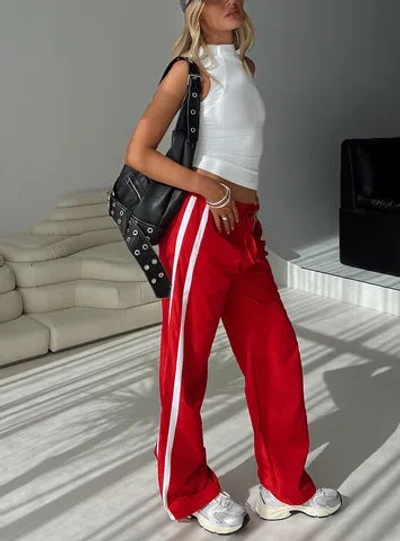 Princess Polly Keli Track Pants In Red / White