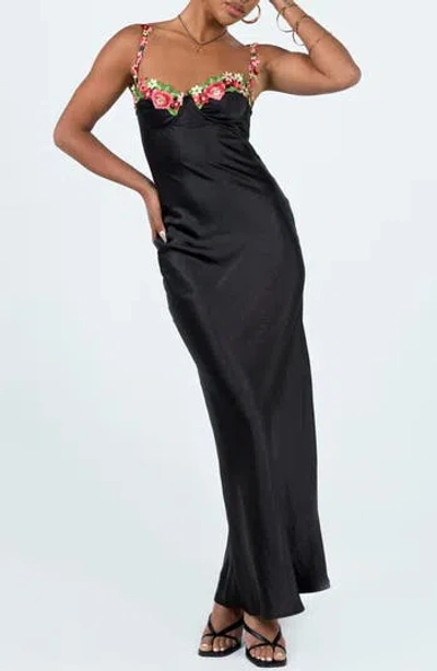 PRINCESS POLLY PRINCESS POLLY KENZIE FLORAL LACE SATIN MAXI DRESS