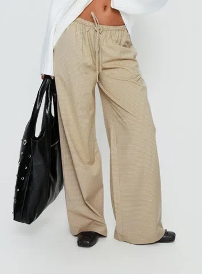 Princess Polly Ketrina Plaid Wide Leg Drawstring Pants In Brown