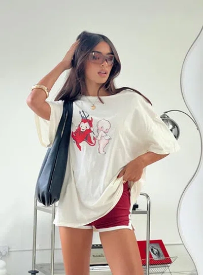 Princess Polly Kewpie Angel Vs Devil Oversized Tee In White