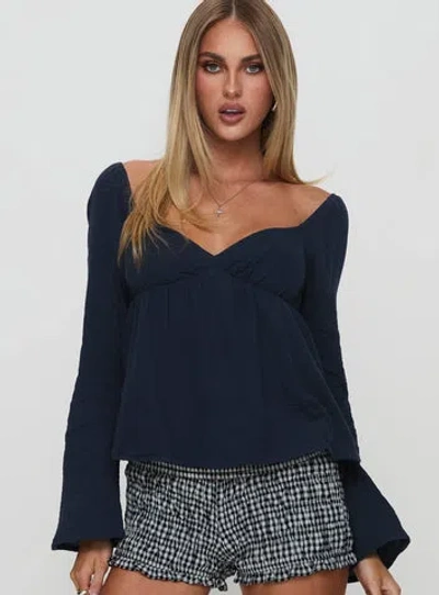 Princess Polly Khalea Long Sleeve Top In Navy