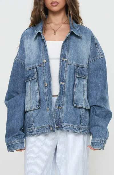 Princess Polly Kier Oversize Denim Jacket In Blue
