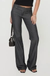 Princess Polly Kinkirk Pinstripe Low Rise Flare Pants In Gray