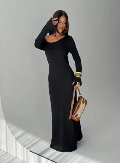 Princess Polly Kloey Long Sleeve Knit Maxi Dress In Black