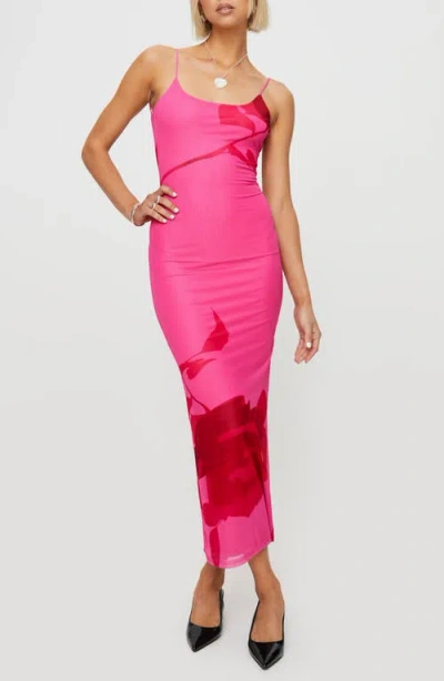 Princess Polly Knox Floral Mesh Slipdress In Pink