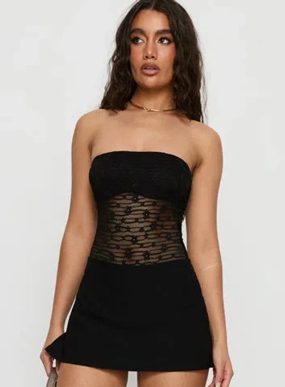 Princess Polly Kristiina Strapless Lace Bodysuit In Black