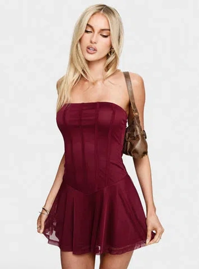 Princess Polly Kristyna Strapless Playsuit In Burgundy