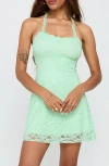 Princess Polly Lace Halter Minidress In Green
