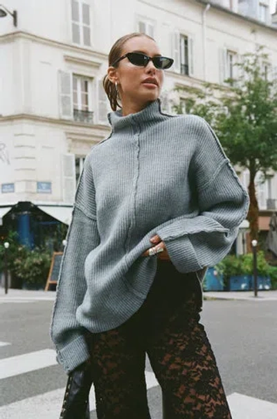 Princess Polly Lachlynn Oversized Knit Sweater In Charcoal Marle