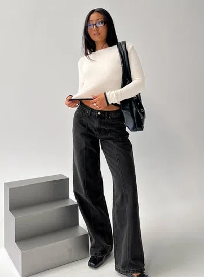 Princess Polly Lando Low Rise Straight Leg Jeans In Black