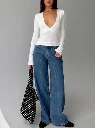 Princess Polly Lando Low Rise Straight Leg Jeans In Blue