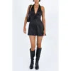 Princess Polly Lanier Satin Halter Minidress In Black