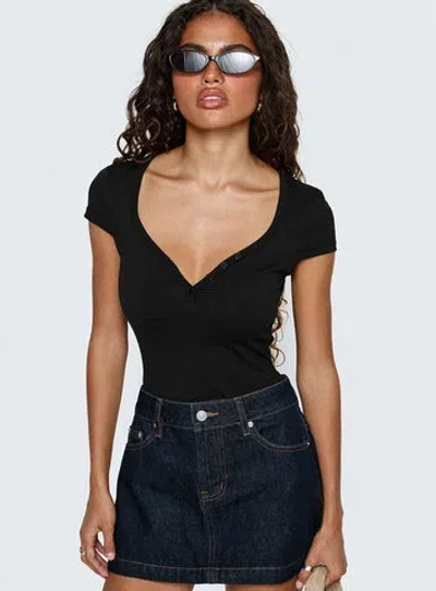 Princess Polly Laretta Button Up Bodysuit In Black