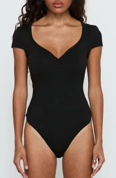 Princess Polly Laretta Button Up Bodysuit In Black