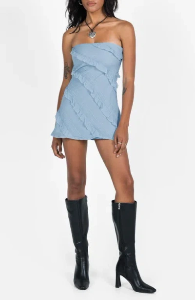Princess Polly Lars Ruffle Strapless Minidress In Blue