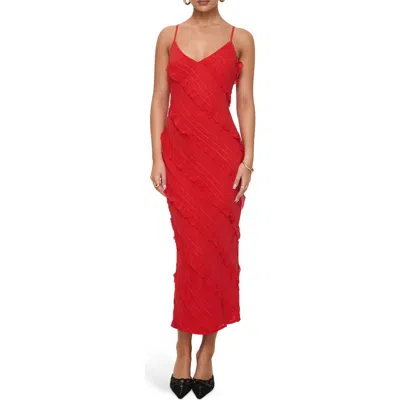 Princess Polly Lars Ruffle Trim Midi Slipdress In Red
