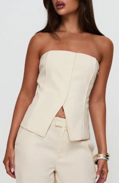 Princess Polly Lavish Living Split Front Strapless Top In White