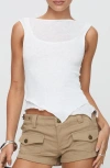 Princess Polly Lefort Asymmetric Tank Top In White