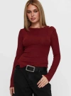 Princess Polly Lefort Long Sleeve Top In Burgundy