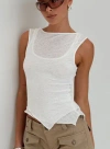 Princess Polly Lefort Asymmetric Tank Top In White