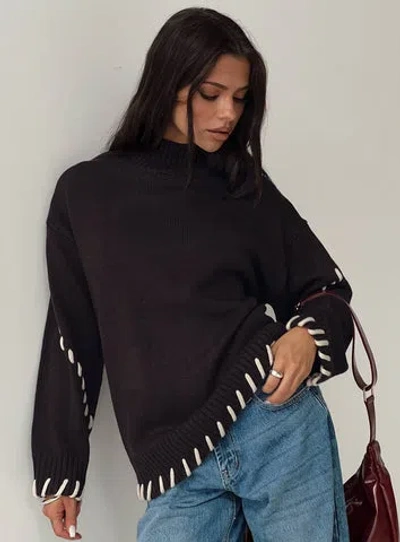 Princess Polly Leizure Turtleneck Knit Sweater In Brown