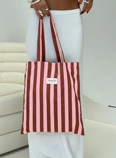 Princess Polly Lelande Striped Tote Bag Pink/brown In Pink / Brown