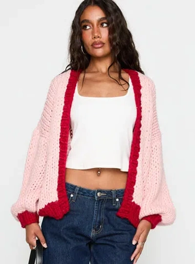 Princess Polly Lester Knit Cardigan In Pink / Red