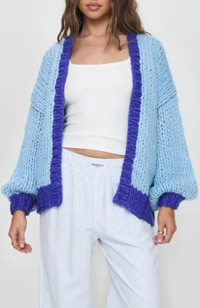 Princess Polly Lester Open Front Cardigan In Blue
