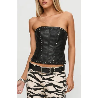 Princess Polly Lethal Studded Faux Leather Strapless Corset Top