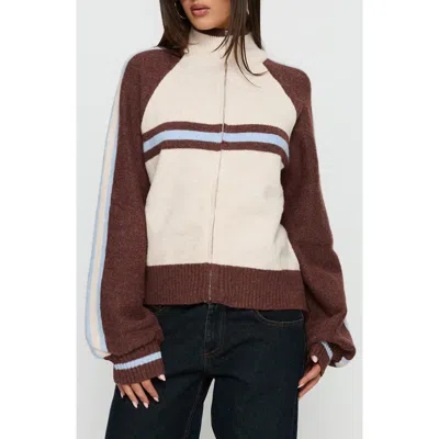 Princess Polly Lexanne Stripe Mock Neck Zip Sweater In Multi