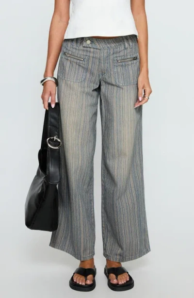 Princess Polly Lifetimes Mid Rise Pocket Front Wide Leg Jeans In Blue