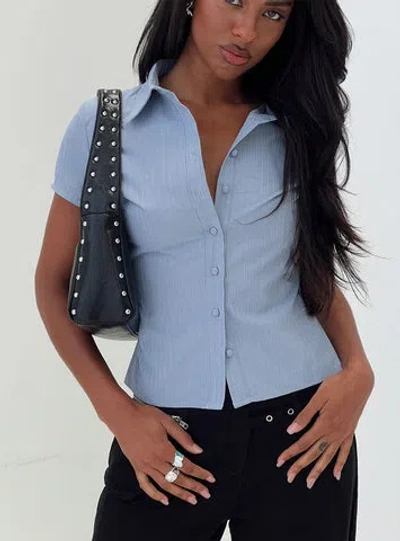 Princess Polly Lift Off Button Up Top In Blue