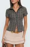 Princess Polly Lift Off Plaid Cotton Button-up Shirt In Blue